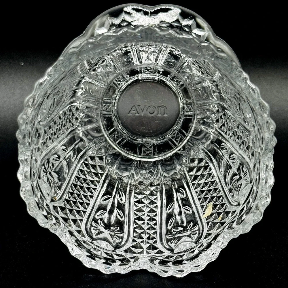 Vintage Avon Fostoria Daisy Diamond Point Footed Candy Dish Vase Candle Holder